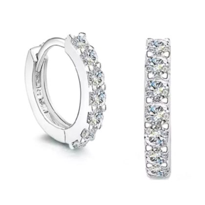 Argollas de Plata Italiana con Cristales Engastados